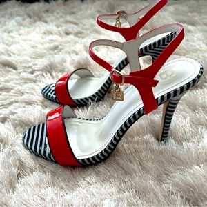 Red Patent Leather Laura Biagiotti sandals (4 inch) Made in Italy